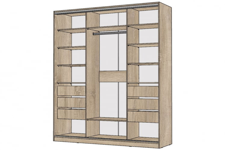 Шкаф-купе 3-х дверный Виктория 2000х584х2300, Дуб сонома светлый 20ДЛЗЛДЛЗЛДЛЗЛ-ЯЯПП-Дсс 310-3354_1