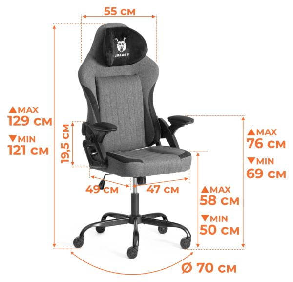 Кресло иВолф ткань, черный/коричневый / iWolf_19