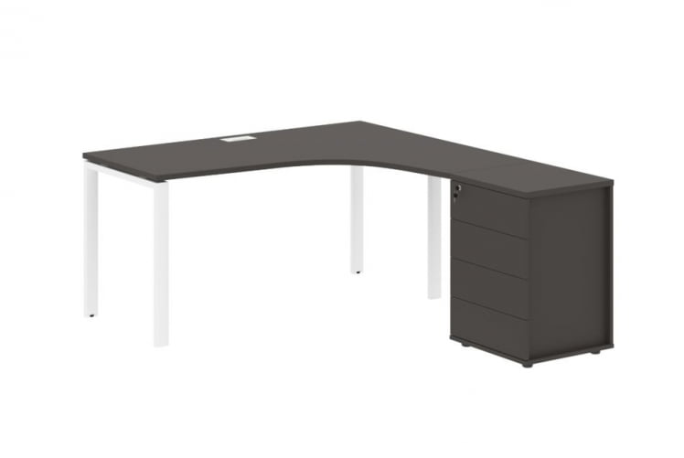 Стол эргономичный с тумбой правый ЕДИС ЕУCЕТ 1518 Р Мокко Белый / EDIS EUCET R_0