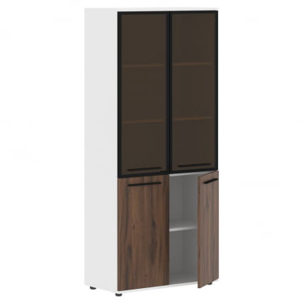 Шкаф комбинированный  с дверьми в металлической раме ЕДИС ЕХCС 85.7 Дуб Денвер темный Черный Белый / EDIS EHCS_1