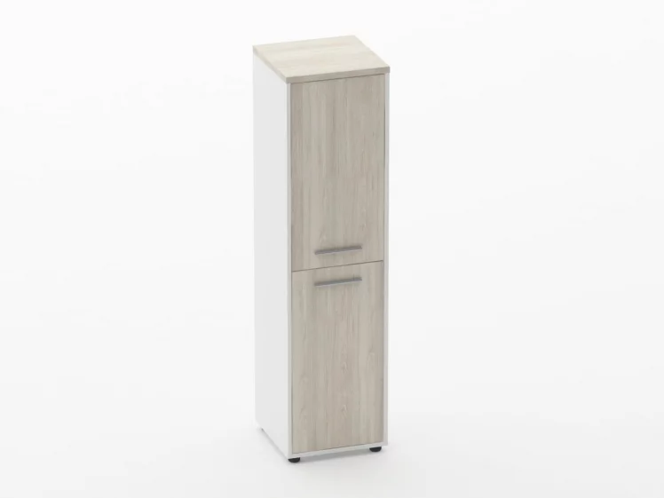 Шкаф 3 узкий закрытый, 2 двери Дека 10.16.12Л Дуб Сантана светлый/Белый / Deka_0