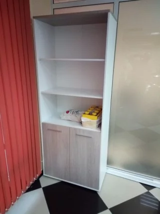 Шкаф 4 широкий верх открытый, низ закрытый Дека 10.19.111 Дуб Сантана светлый/Белый / Deka_11