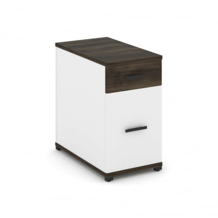 Тумба опорная/приставная с ящиком и распашным фасадом CОНCЕПТ CН.ТГО-005 Б/В Дуб Мали Белый бриллиант Черный / CONCEPT CN.TGO-005 B/W_0