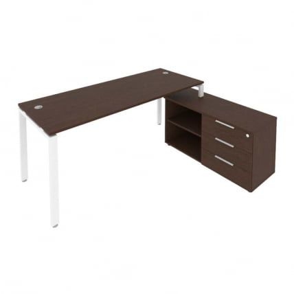 Рабочая станция на П-образном м/к с опорной тумбой правая Метал Сйстем Б.РС-СТС-2.5 Пр Венге/Белый / Metal System_0