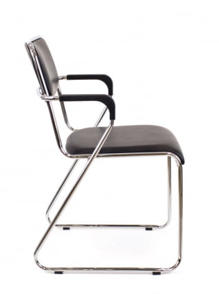 Кресло для посетителей Еверпроф Фикс Плус Хроме экокожа Черный / Everprof Fix Plus Chrome_1