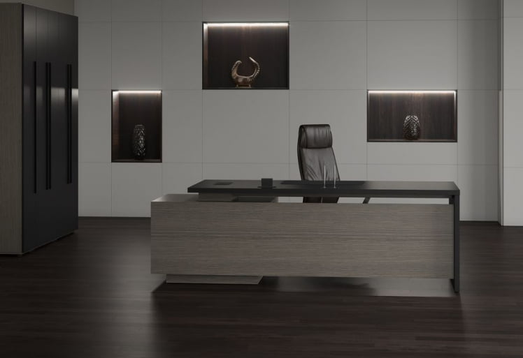 Кабинет руководителя ВЕЛИОН №2 Яшма черный Дуб Сильвер / VELION_0
