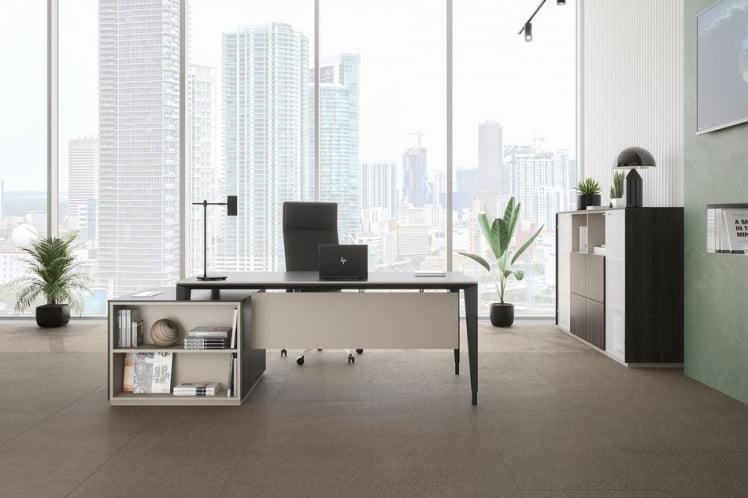 Комплект мебели для кабинета руководителя Атлас №04 Бренсон Трюфель Серый камень Антрацит / Atlas_1