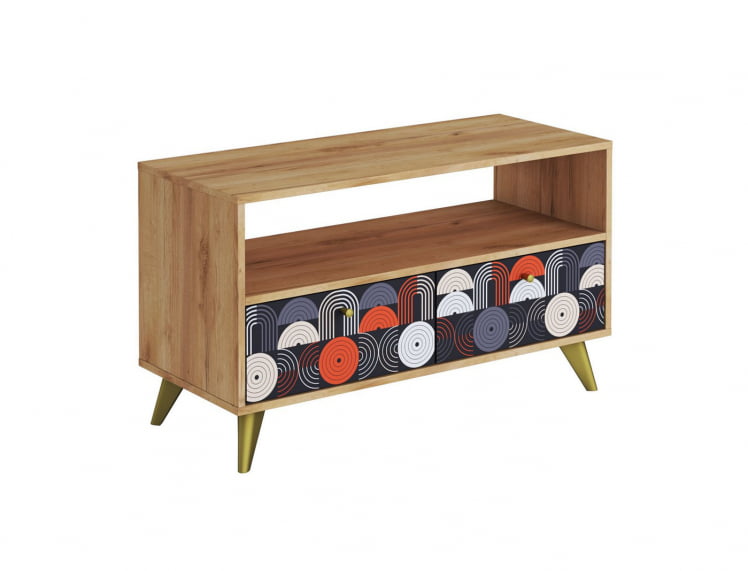 Тумба консольная ТМ-005  дуб крафт золотой/ВИНИЛ / золотой/VINIL_0