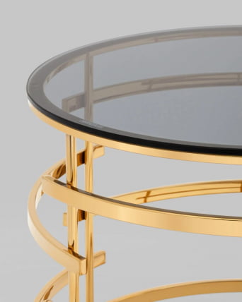 Журнальный столик Инфлюэнс 60*60 стекло смоке сталь Золото / smoke_4
