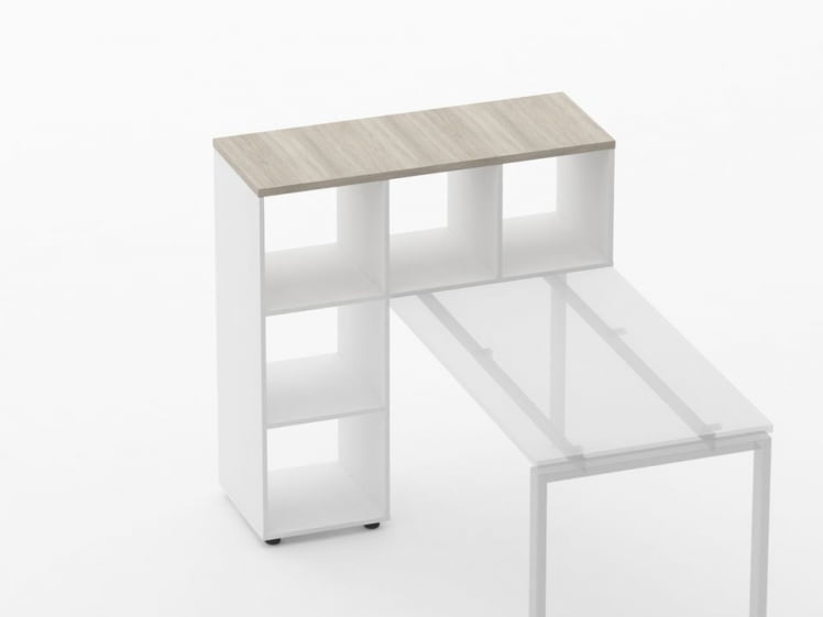 Стеллаж к столу Дека 9.07.11 Дуб Сантана светлый/Белый / Deka_2