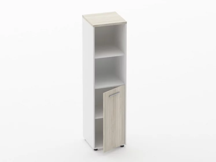 Шкаф 3 узкий 2 полки открытые, 2 полки закрытые Дека 10.16.11Пр Дуб Сантана светлый/Белый / Deka_1