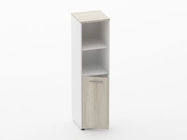 Шкаф 3 узкий 2 полки открытые, 2 полки закрытые Дека 10.16.11Л Дуб Сантана светлый/Белый / Deka_1