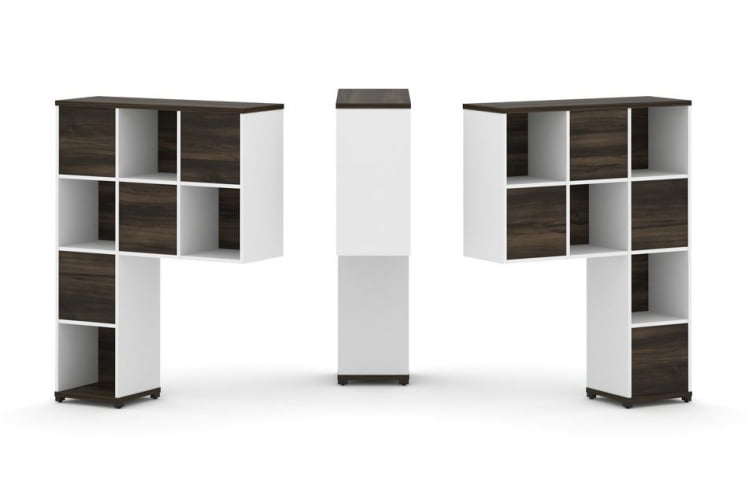 Надставка на стол высокая двухсторонняя + задняя стенка (8 шт.) CОНCЕПТ CН.ДНВ-001 Дуб Мали Белый бриллиант Черный металл / CONCEPT CN.DNV-001_0