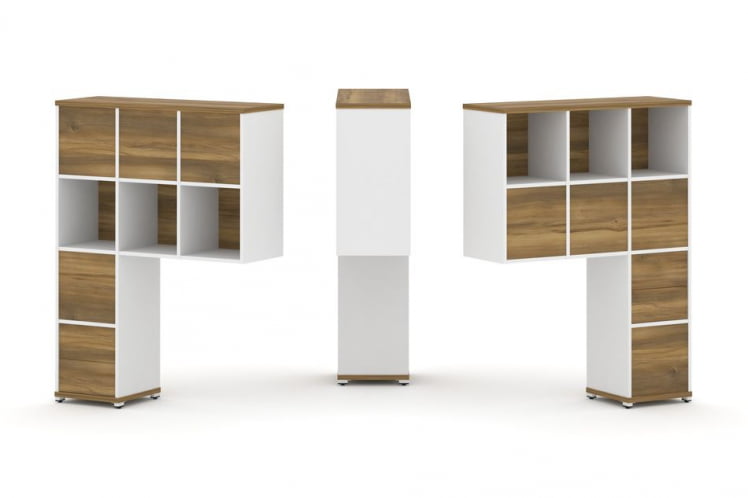 Надставка на стол высокая двухсторонняя + задняя стенка (8 шт.) + блок с 2-мя ящиками (2 шт.) CОНCЕПТ CН.ДНВ-006 Сандал Янтарный Белый бриллиант Белый металл / CONCEPT CN.DNV-006_0