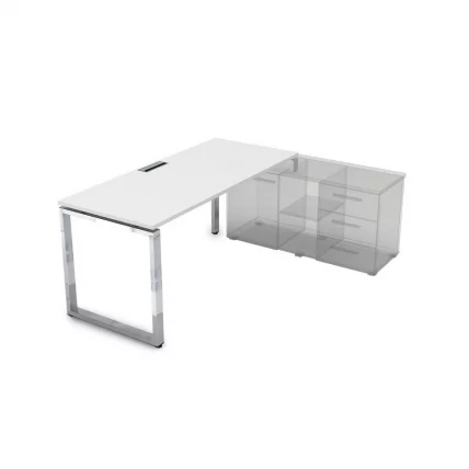 Стол рабочий, прямолинейный три опоры, правый ГЛОСС ЛИНЕ НСТП-О.985 Белый Премиум / GLOSS LINE_0