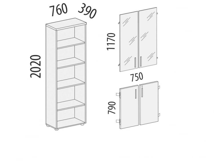 Стеллаж закрытый Альфа 62 133 Орех Пегас_4