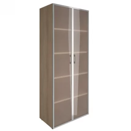 Шкаф книжный со стеклом в раме Лакобел без топа ЙАЛТА ЛТ-СТ 1.10Р вхите Снежная Патина / Lacobel YALTA LT-ST 1.10R white_0