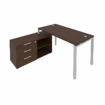 Рабочая станция на П-образном м/к с опорной тумбой левая Метал Сйстем Б.РС-СТС-2.3 Л Венге/Серый / Metal System_0