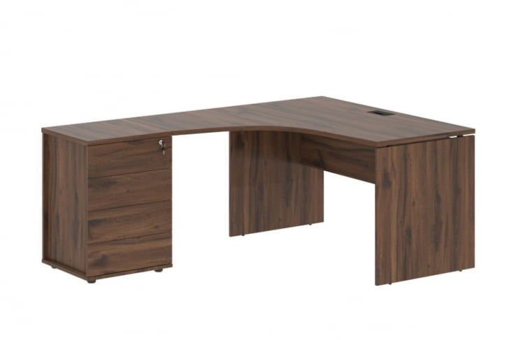 Стол эргономичный с тумбой левый ЕДИС ЕДCЕТ 1318 Л Дуб Денвер темный Черный / EDIS EDCET L_0