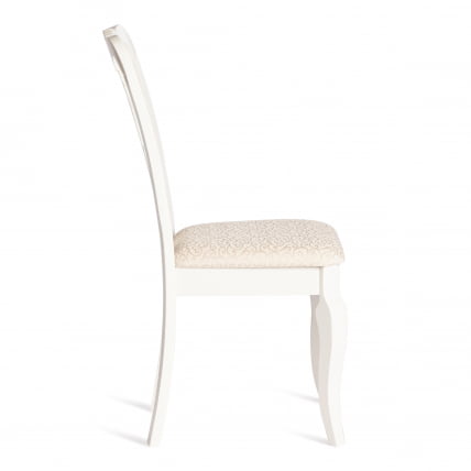 Стул Афродита/ Апхродите дерево гевея, 46х54х99см, Иворй вхите, ткань кремовая с рисунком (А04) / Aphrodite Ivory white,_1