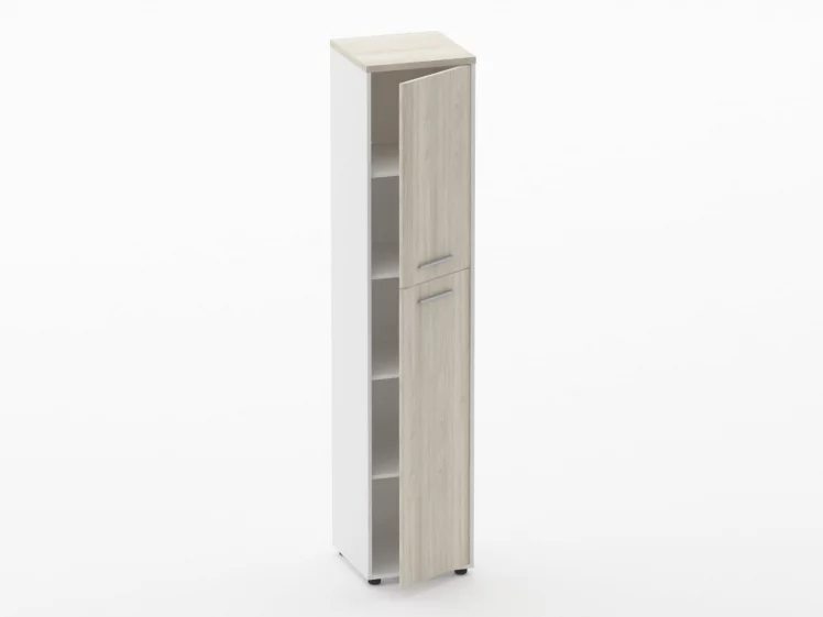 Шкаф 4 узкий закрытый Дека 10.19.14Пр Дуб Сантана светлый/Белый / Deka_1