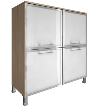 Шкаф четырехсекционный со стеклом в раме ЙАЛТА ЛТ-СД1.2Р  вхите  Снежная Платина / YALTA LT-SD1.2R white_0