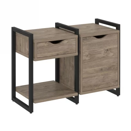 Тумба на регулируемых опорах наборная. Вариант №3 ЛОФТ ВР.Л-ТН-3.О Металл черный Тиквуд темный / LOFT VR.L-TN-3.O_0