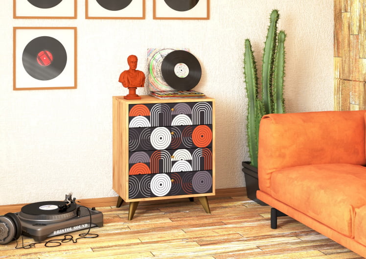 Комод Фьюжн КМ-001 дуб крафт золотой/ВИНИЛ / золотой/VINIL_2