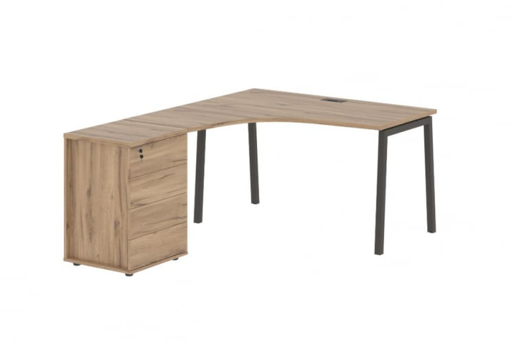 Стол эргономичный с тумбой (левый) ЕДИС ЕЛCЕТ 1318 Л Дуб Денвер светлый Мокко / EDIS ELCET L_0