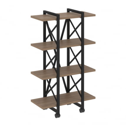 Стеллаж на колесных опорах - 4 полки ЛОФТ  ВР.Л-МСТ.К-4.4В Металл черный Дуб Аризона / LOFT VR.L-MST.K-4.4V_0