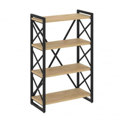 Стеллаж на регулируемых опорах - 4 полки ЛОФТ ВР.Л-МСТ.О-4.8 Металл черный Тиквуд светлый / LOFT VR.L-MST.O-4.8_0