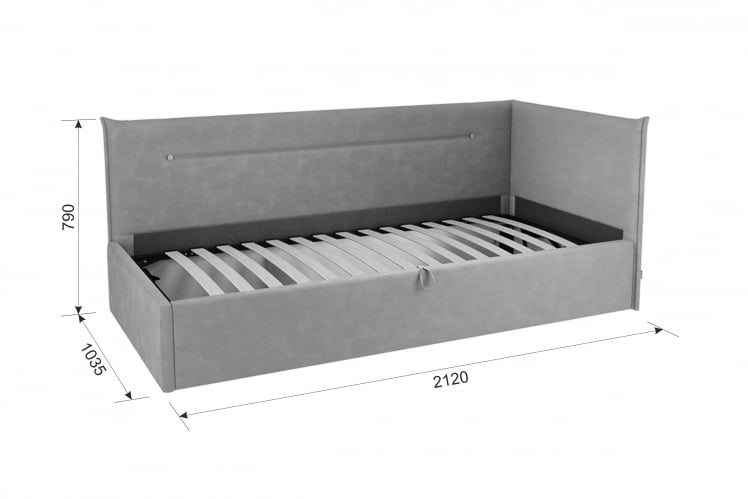 Кровать  0.9 Альба (Тахта) КМ.Т-16 галька (велюр) / КМ.T-16_4