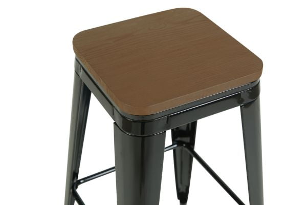 Стул барный ТОЛИКС черный глянцевый + темное дерево КД / TOLIX KD_7