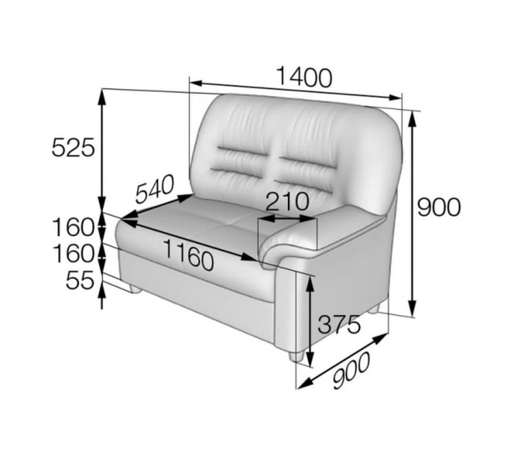 Диван двухместный подлокотник левый Премьер В-100/7 / V-100/7_1