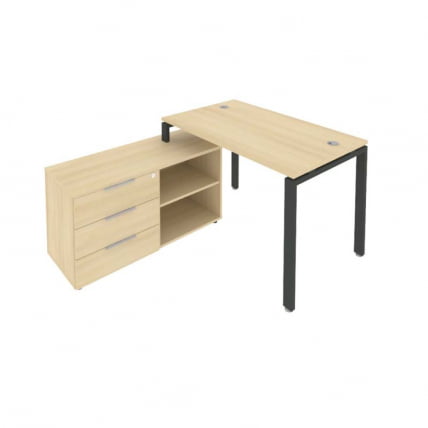 Рабочая станция на П-образном м/к с опорной тумбой левая Метал Сйстем Б.РС-СТС-2.2 Л Акация/Антрацит / Metal System_0