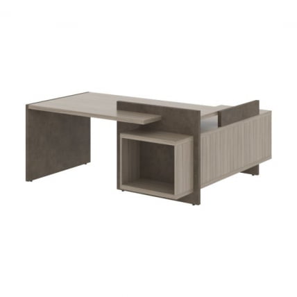 Стол руководителя правый ВООД&СТОНЕ СФ-531222 Дрифтвуд Бетон Чикаго темный / WOOD&STONE_0