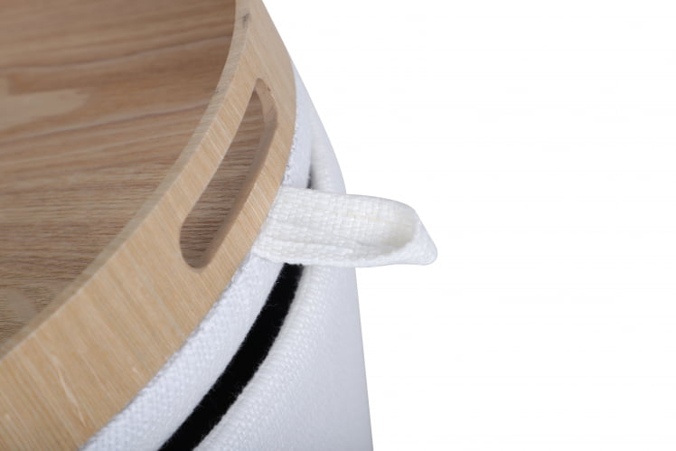 Пуф-столик с ящиком Хюгге С рогожка Белый / S_6