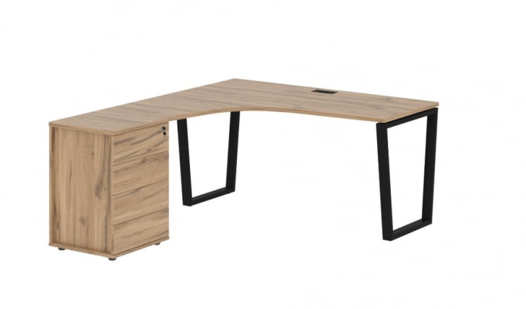 Стол эргономичный с тумбой левый ЕДИС ЕВCЕТ 1518 Л Дуб Денвер светлый Черный / EDIS EVCET L_0