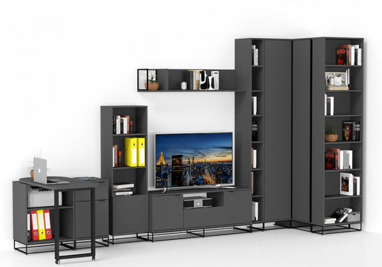 Полка навесная Ситй большая графит / City_2