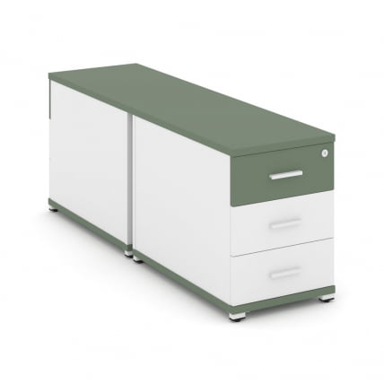 Тумба двухсторонняя опорная приставная с 3-мя ящиками CОНCЕПТ CН.ДТГО-001 Б/В Кобо Белый бриллиант Белый / CONCEPT CN.DTGO-001 B/W_0