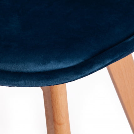 Стул ТУЛИП СОФТ (мод. 74) / 1 шт. в упаковке вельвет/дерево , 54 х 47 х 83 см , синий (ХЛР 63)/натуральный / TULIP SOFT (mod. (HLR_6
