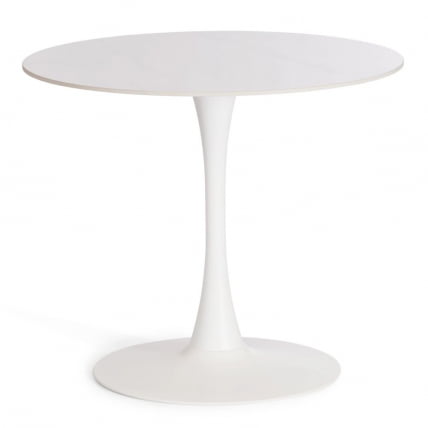 Стол обеденный Тулип/Тулип столешница керамика (глянцевая) / опоры металл, белый/белый, 90х75 см / Tulip/Тулип_0