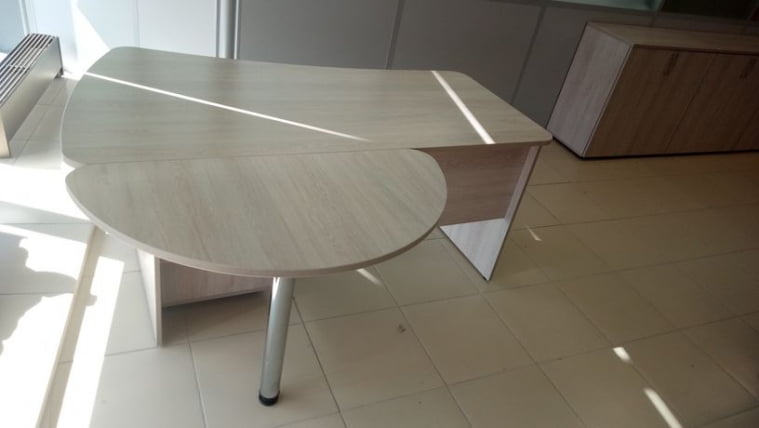 Приставка-полукруг для двух угловых столов Глассй 2.20 Дуб сантана светлый / Glassy_2