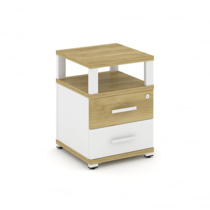 Тумба приставная с 2-мя ящиками и надставкой CОНCЕПТ CН.ТУП-002 Б/В Дуб Винченцо Белый бриллиант Белый / CONCEPT CN.TUP-002 B/W_0