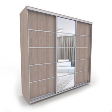 Шкаф-купе 3-х дверный Акцент-Квадро Д 1500х600 Шимо светлый/хром_0