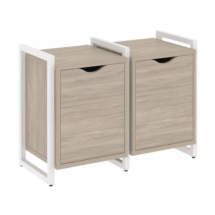 Тумба на регулируемых опорах наборная. Вариант №2 ЛОФТ ВР.Л-ТН-2.О Металл белый Дуб Аттик / LOFT VR.L-TN-2.O_0