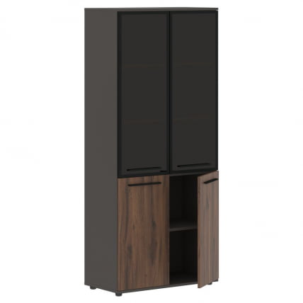 Шкаф комбинированный  с дверьми в металлической раме ЕДИС ЕХCС 85.7 Дуб Денвер темный Черный Мокко / EDIS EHCS_1