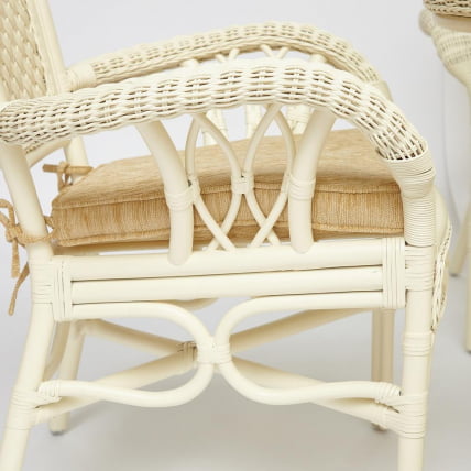 Комплект обеденный АНДРЕА ГРАНД (стол со стеклом+6 кресел+ подушки) ТCХ Вхите (белый), Ткань рубчик, цвет кремовый / ANDREA GRAND TCH White_19