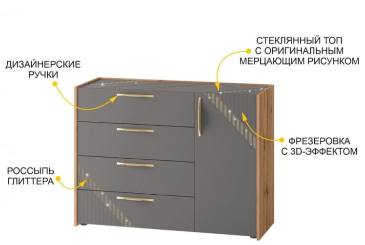 Тумба-комод Монако 902.23 Дуб Вотан Оникс Графит_1