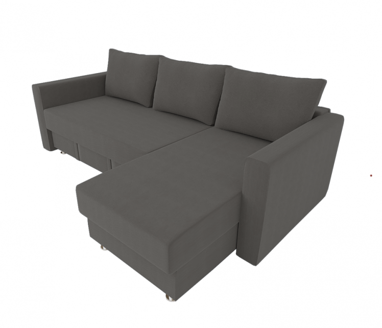 Диван угловой с подлокотниками Мадрид (Берхоусе) Цвет фасада: Серый Велюто 12; Тип: Левый/правый; Материал фасада: Металл/Велюр / (Berhouse)_0